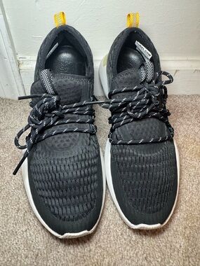 Sorel Women’s Black Knit Athletic Sneakers with Yellow Heel Tabs